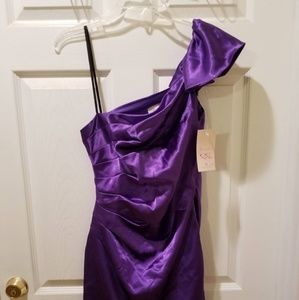 Royal Purple One Shoulder Cocktail Dress